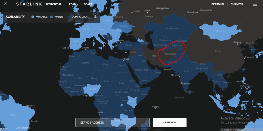 Starlink Coverage Afghanistan